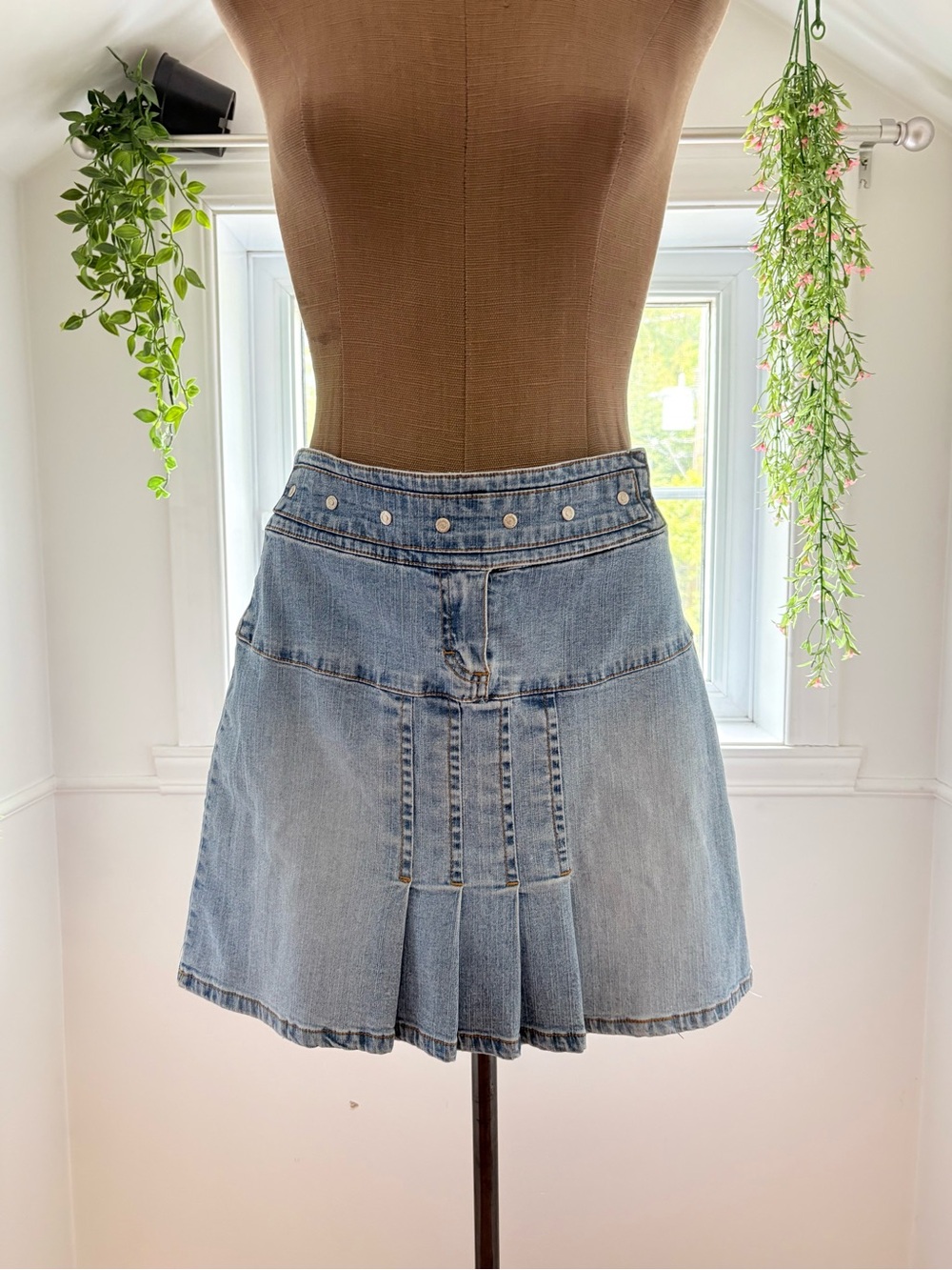 XOXO Light Blue Denim Pleated Mini Skirt